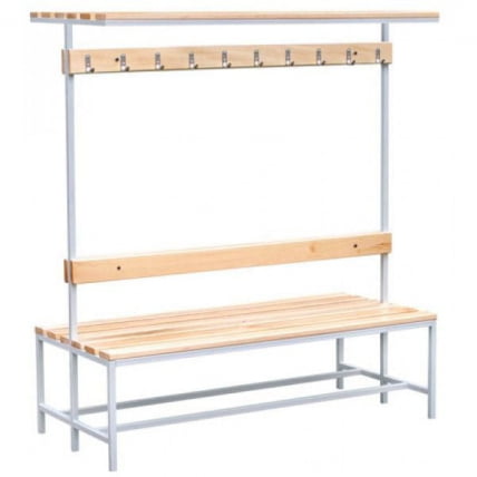Скамья для спортивных раздевалок 1500 двухсторонняя с полкой для головного убора_0