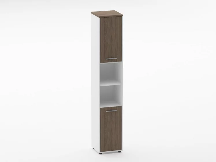 Шкаф 5 узкий закрытый с 2 -мя открытыми полками Deka 10.23.12Л Дуб Верцаска/Белый_0