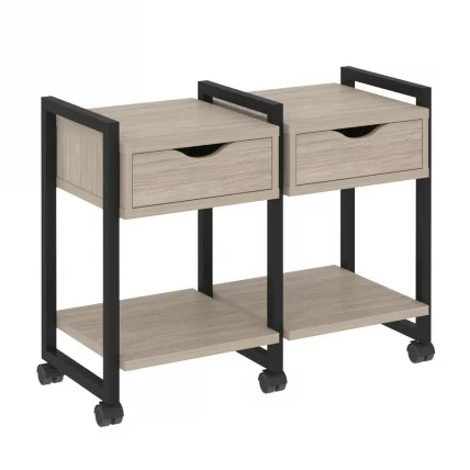 Тумба на колесных опорах наборная. Вариант №1 LOFT VR.L-TN-1.K Металл черный Дуб Аттик_0
