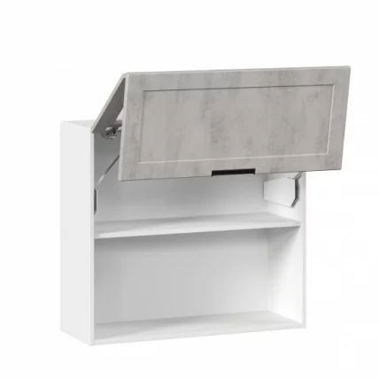 Шкаф кухонный 800 горизонтальный с 2 складными дверями комбинированный со стеклом Джамис ЛД 296.980.000.084 Белый Белый камень_1