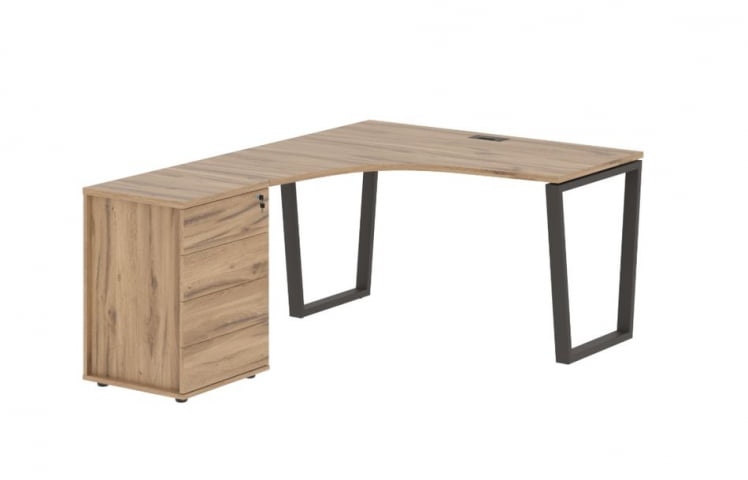 Стол эргономичный с тумбой левый EDIS EVCET 1318 L Дуб Денвер светлый Мокко_0