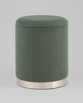 Пуф Эмили с ящиком серебро вельвет зеленый_8