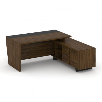 Стол руководителя с опорной тумбой, правый Corner COR.SRT-18(R) Орех Лоренцо Графит_1