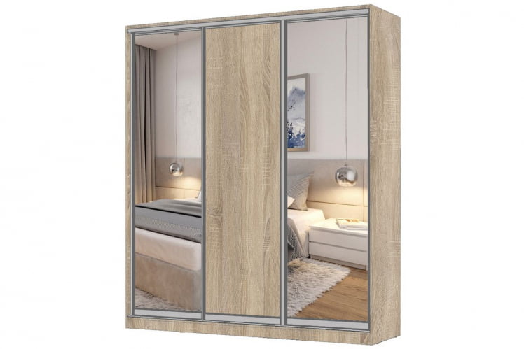 Шкаф-купе 3-х дверный Виктория 2000х584х2300, Дуб сонома светлый 20ДЗДЛДЗ-ЯППП-Дсс 310-3021_0