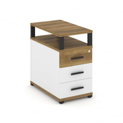 Тумба приставная с 3-мя ящиками и надставкой CONCEPT CN.TGP-001 B/W Сандал Янтарный Белый бриллиант Черный_0