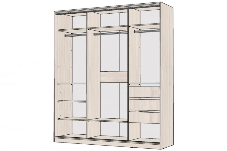 Шкаф-купе 2-х дверный Виктория 2000х584х2300, Бодега светлая 20ДЛЛЛДЛЗЛ-ПЯШШ-Бс 310-1726_1