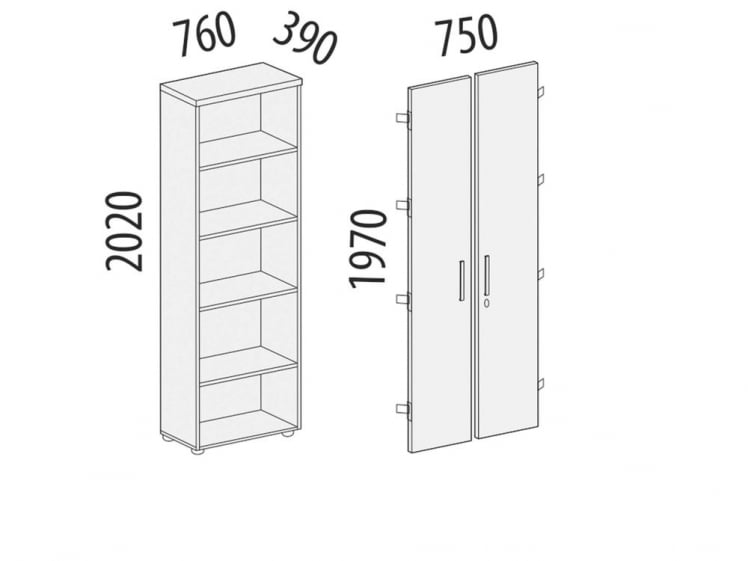 Стеллаж закрытый Альфа 63 131 Дуб Кобург_3