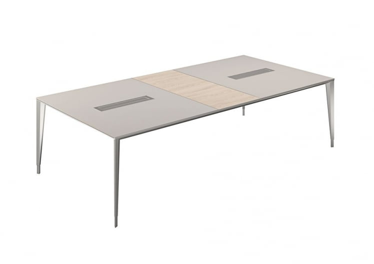 Конференц-стол (домино поперек) Atlas NZ-0103.GS.YN.AL Серый камень Ясень Наварра Алюминий_0