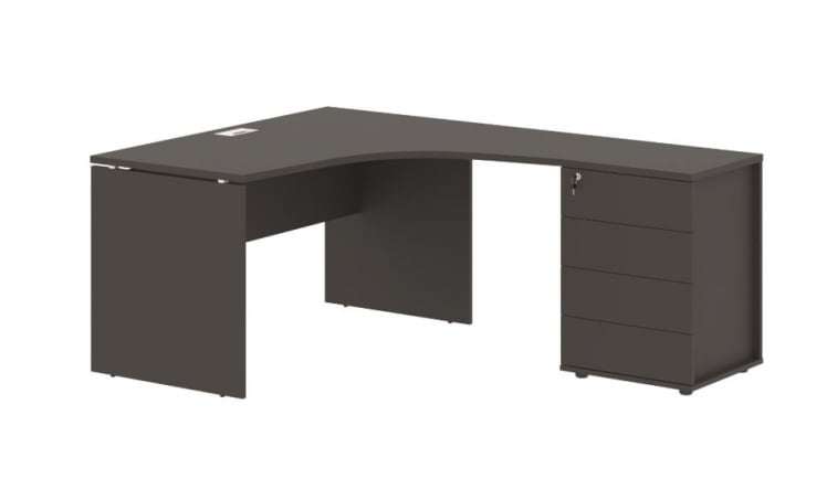 Стол эргономичный с тумбой правый EDIS EDCET 1318 R Мокко Белый_0