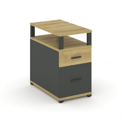 Тумба опорная/приставная с ящиком, распашным фасадом и надставкой CONCEPT CN.TGP-002 B/W Дуб Винченцо Антрацит_0