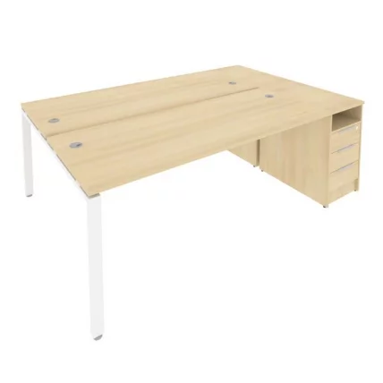 Рабочая станция с опорной тумбой Metal SystemБ.РС-СТП-2.5 Акация/Белый_0