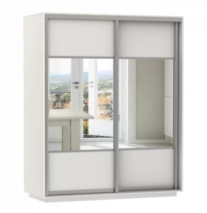 Шкаф-купе двухдверный Экспресс Дуо Комби 1600х2200h Белый снег_0