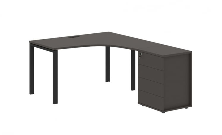 Стол эргономичный с тумбой правый EDIS EUCET 1318 R Мокко Черный_0