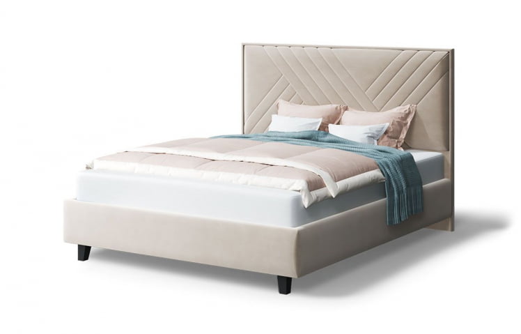 Кровать МИРА 2000*1200мм (на опорах), велюр Бренди лайт 03 (бежевый), (б/основания, б/матраса)_0