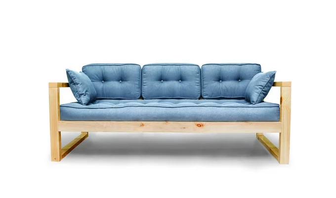 Диван трехместный DEmoku Д-3 небесно-голубой_натуральный_1