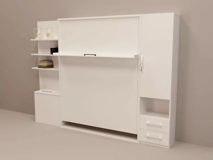 Шкаф-кровать Смарт 1 с полками 1600 левый Дуб молочный_0