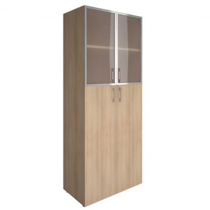 Шкаф книжный со стеклом в раме Lacobel без топа YALTA LT-ST 1.7R black Снежная Патина_0