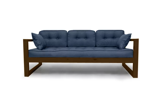 Диван трехместный DEmoku Д-3 небесно-голубой_темный дуб_0