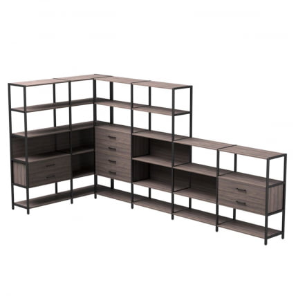 Набор стеллажных систем Everprof EVO №18 Дуб Пасадена Черный_0