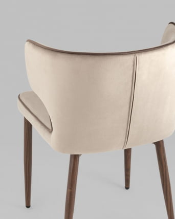 Стул Матео с кантом велюр Шампань ножки дерево_3