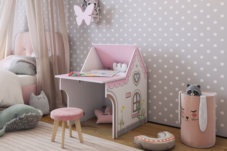 Стол Домик MK-0017 Белое дерево/розовый_4