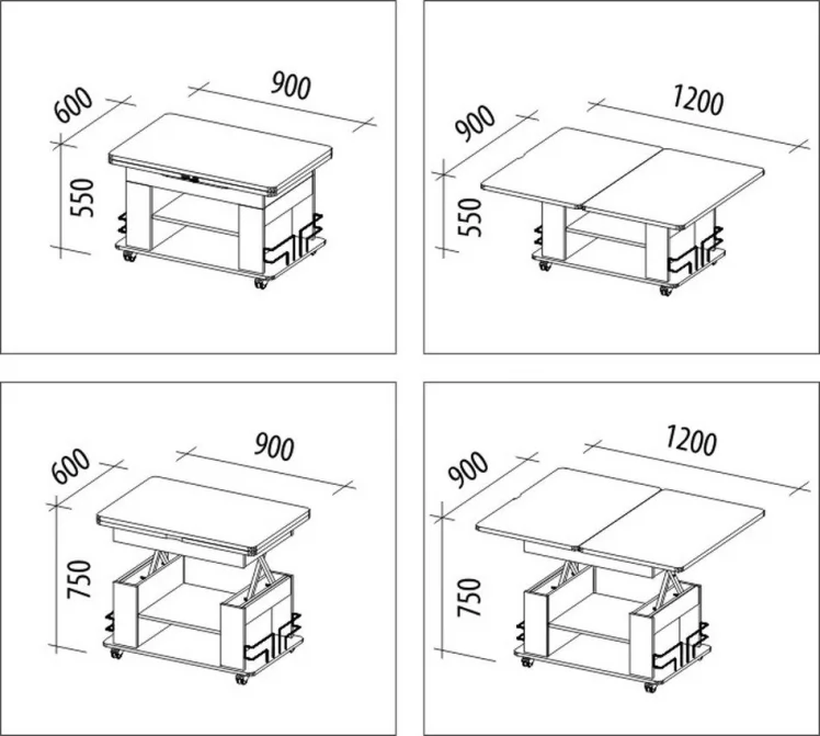 Журнальный стол-трансформер Агат 23 орех пегас_7