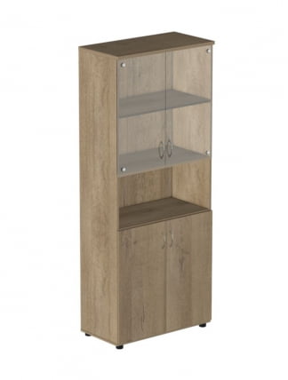 Шкаф для документов с прозрачными стеклами Р.Ш-4СБ Ясень темный_0