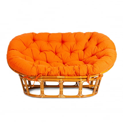 Диван MAMASAN/МАМАСАН 23/02 W /с подушкой/ подушка 182х119 см, 169х102х80 см, Pecan (орех), ткань, оранжевый, С 23_2