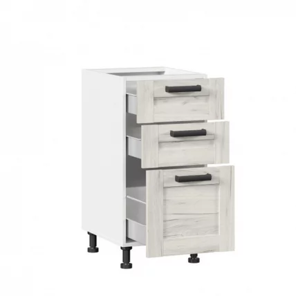 Тумба кухонная 400 с 3 ящиками (4) Винченца ЛД 234.110.000.008 Белый Дуб Крафт белый_1