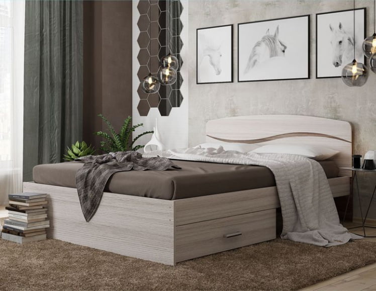 Кровать Валенсия, 1600*2000 мм, ясень шимо светлый/ясень шимо темный_1