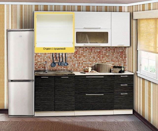 Кухонный гарнитур Диана 7 1.6 м Страйп белый/Страйп черный_1