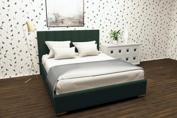 Мягкая интерьерная кровать Терра с ортопедическим основанием Цвет фасада: Зеленый; Материал фасада: Металл/Велюр; Спальное место: 1800х2000 мм_0