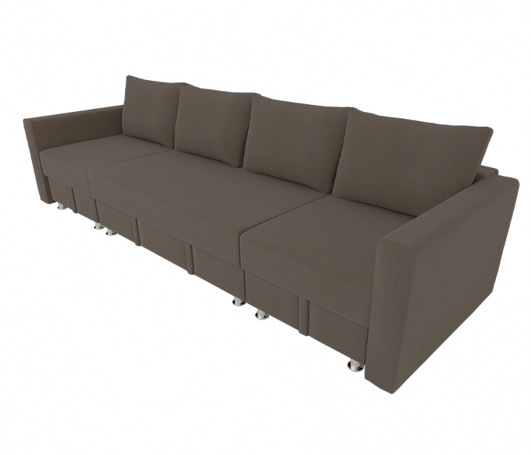 Диван угловой Фиеста Трансформер П- побразный с подлокоткиками (Berhouse) Цвет фасада: Коричневый Велюто 23; Тип: Левый/правый; Материал фасада: Металл/Велюр_0