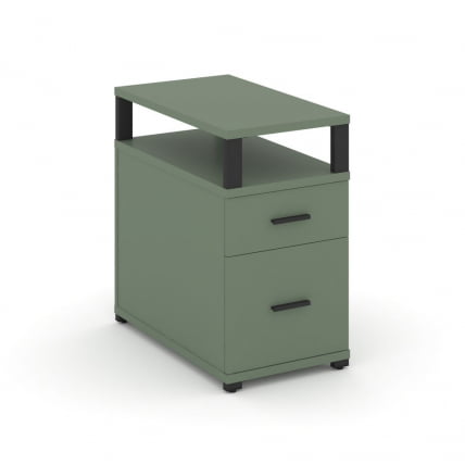 Тумба опорная/приставная с ящиком, распашным фасадом и надставкой CONCEPT CN.TGP-002 B/W Кобо Черный_0