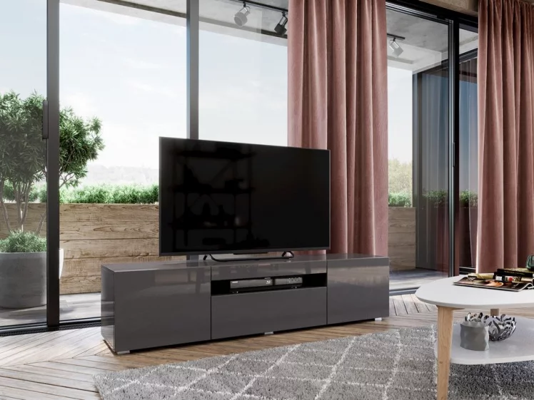 Тумба под ТВ 1600 Бруклин ЛД 685.050.000 Оникс Серый глянец_4