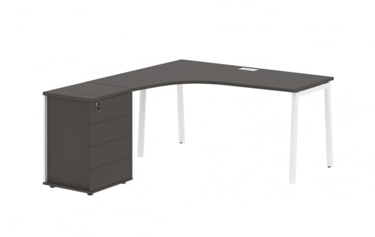 Стол эргономичный с тумбой (левый) EDIS ELCET 1518 L Мокко Белый_0
