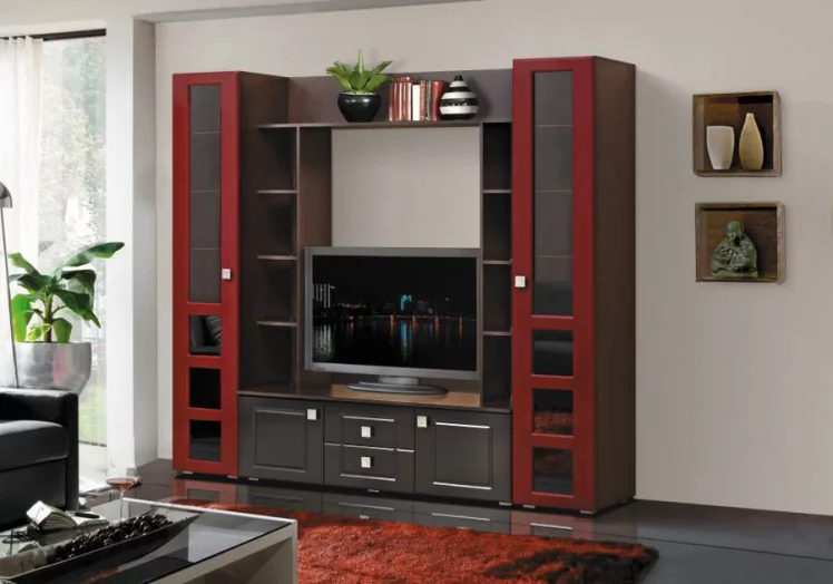 Набор мебели для гостиной Грация 7 МДФ матовый Венге/Галактика жемчуг/Галактика бронза_0