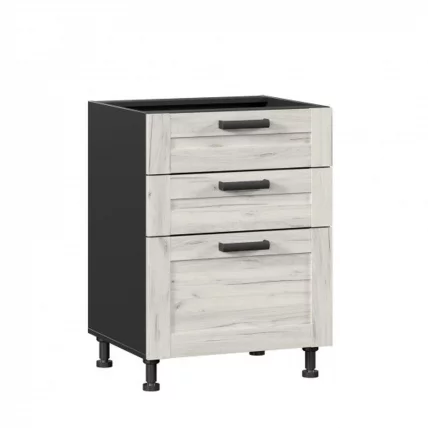 Тумба кухонная 600 с 3 ящиками ЛЮКС (4) Тип 1 Винченца ЛД 234.910.000.069 Черный Дуб Крафт белый_0