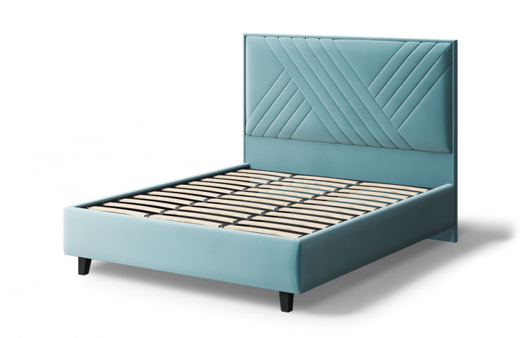 Кровать МИРА 2000*1200мм (на опорах), велюр NEO 22 (бирюзовый), (б/основания, б/матраса)_2