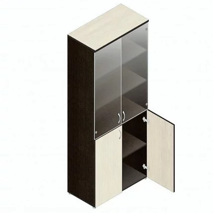 Шкаф для документов со стеклом Р.Ш-2СБ Венге/Дуб молочный_0