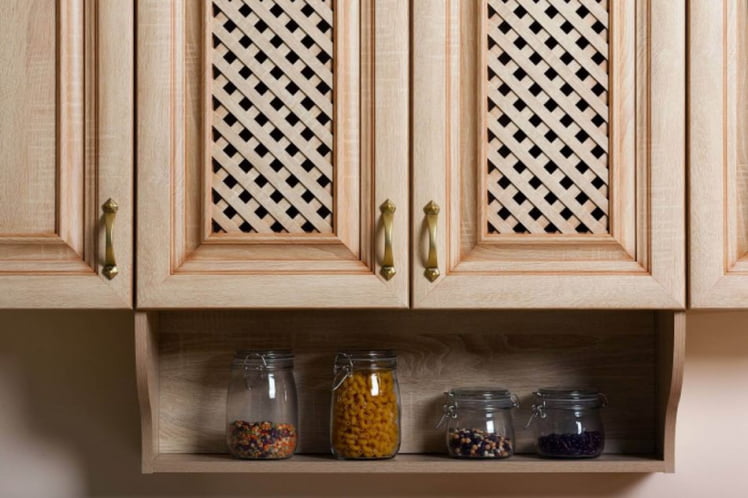 Шкаф кухонный 800 с открытой полкой с решеткой Кантри ЛД 235.293.000 Сономе эйч светлая_2