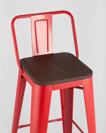 Стул барный Tolix Wood 75.5  со спинкой Красный_6