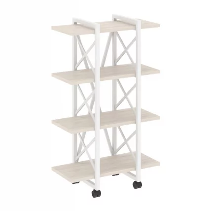 Стеллаж на колесных опорах - 4 полки LOFT  VR.L-MST.K-4.4V Металл белый Денвер светлый_0