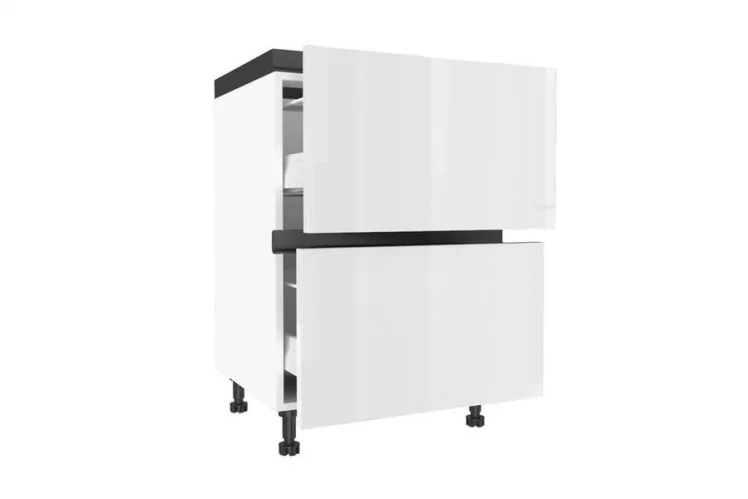 Тумба кухонная 600 с 2 ящиками ЛЮКС (4) Шервуд ЛД 281.790.000.151 Белый Белый глянец_1