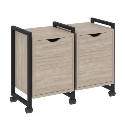 Тумба на колесных опорах наборная. Вариант №2 LOFT VR.L-TN-2.K Металл черный Дуб Аттик_0