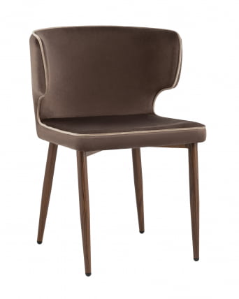 Стул Матео с кантом велюр Коричневый_0