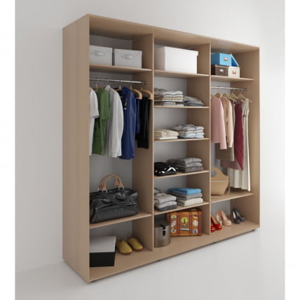 Шкаф-купе 3-х дверный Акцент-Сим Д 2100х600 Дуб молочный_1