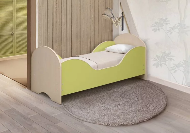 Кровать детская Малышка №7 700*1400 Дуб молочный/Светло-розовый_0