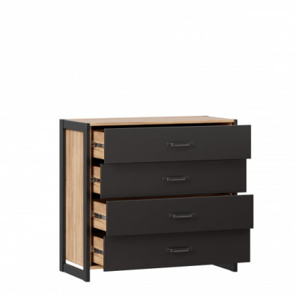 Комод с 4 ящиками Техно ЛД 678.110.000 Дуб Золотой Черный_1