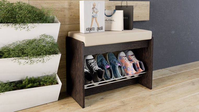 Тумба для обуви Тайм тип 1 Венге цаво/кож.зам. Крем_1